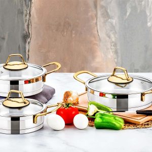 Evimsaray Luna 6 Parça Omlet  Set Gold