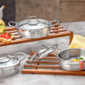 Evimsaray Luna 6 Parça Omlet  Set Sade