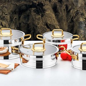 Evimsaray Safir 8 Parça Tencere Seti Gold