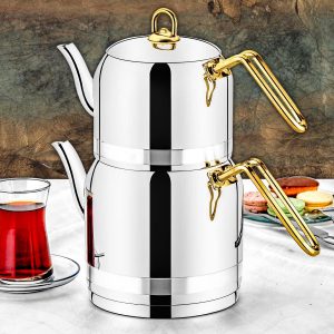 Evimsaray Zümrüt Mini Boy Çaydanlık Takımı Gold